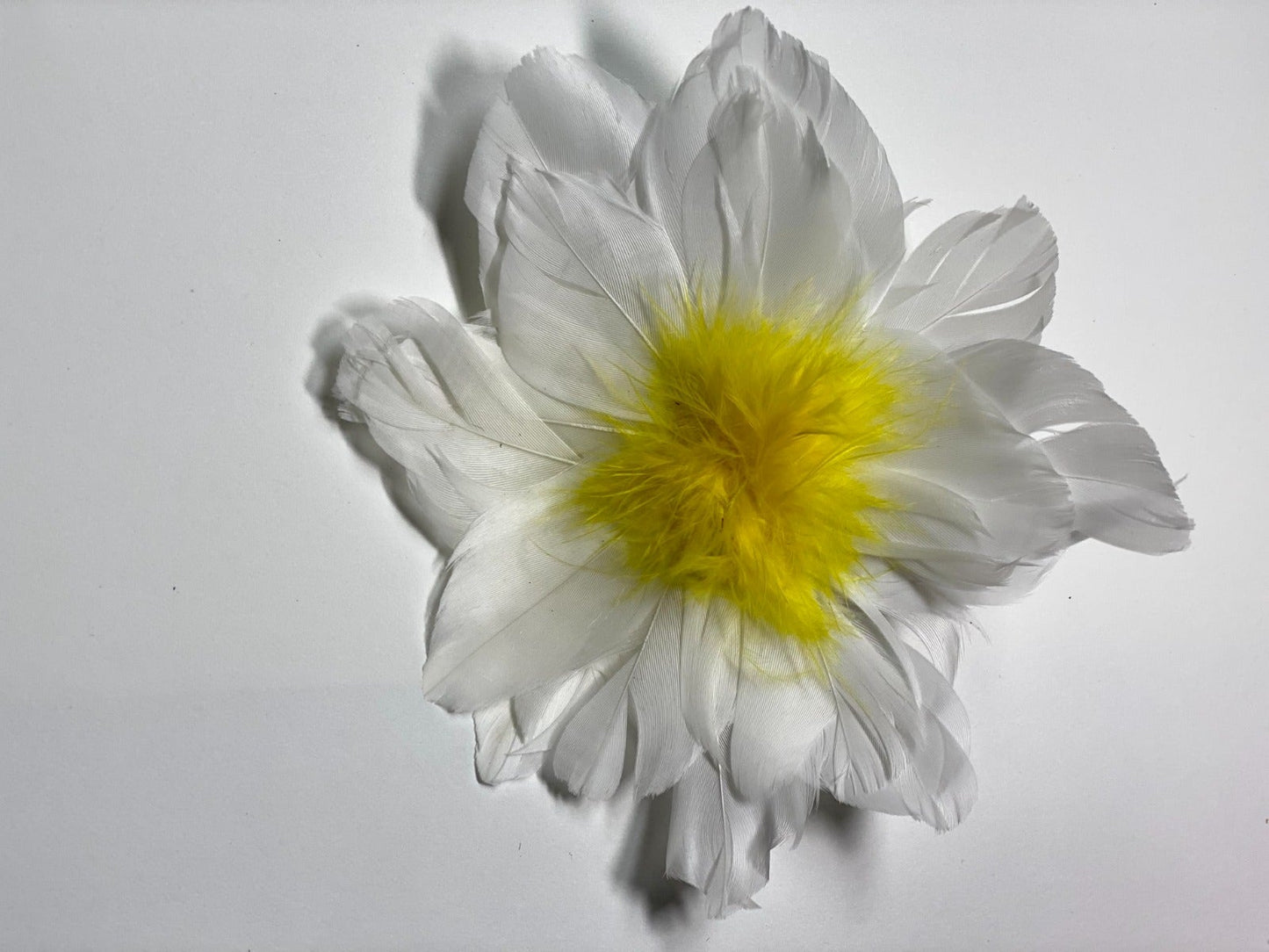 Yellow and White Feather Hair Clip