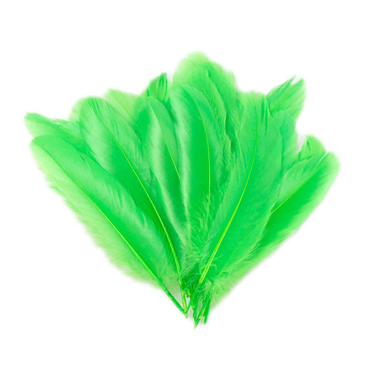 Goose Satinette Feathers Dyed - Florescent Lime - 1/4 lb