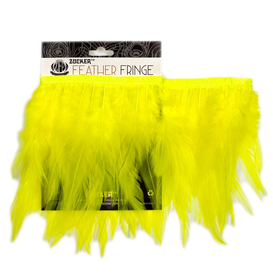 Rooster Saddle Fringe on Bias 6-8" x 1 YD-Fluorescent Yellow