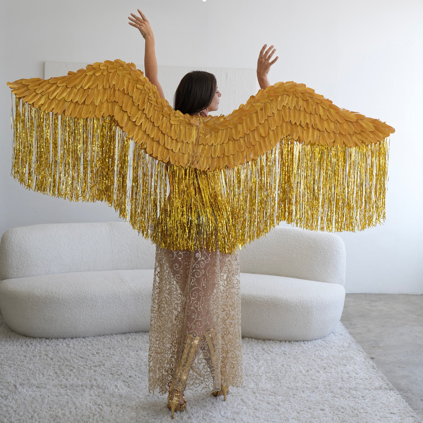 Flowing Metallic Gold Wings