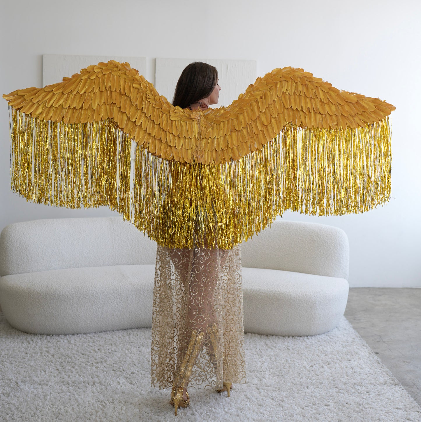 Flowing Metallic Gold Wings