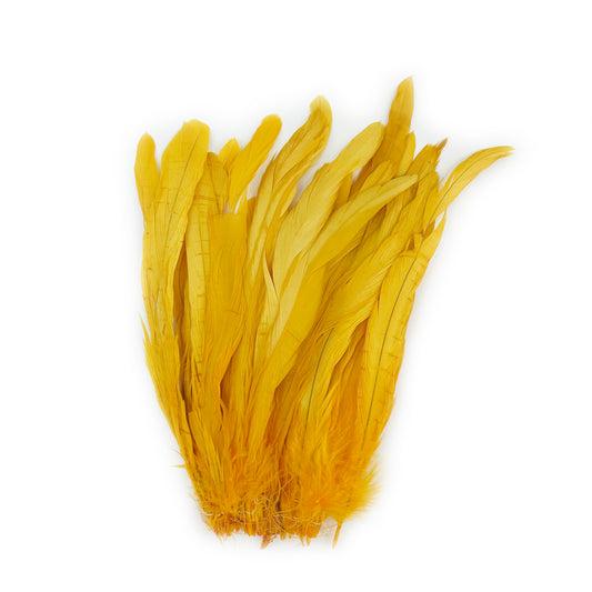 ROOSTER COQUE TAIL FEATHERS BLEACH DYED 7-10” - 25 PC/PKG - Gold