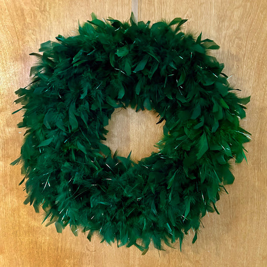 Chandelle Fluffy Wreath with Lurex - Forest Green/Opal Lurex