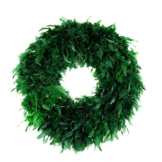 Chandelle Fluffy Wreath with Lurex - Forest Green/Opal Lurex