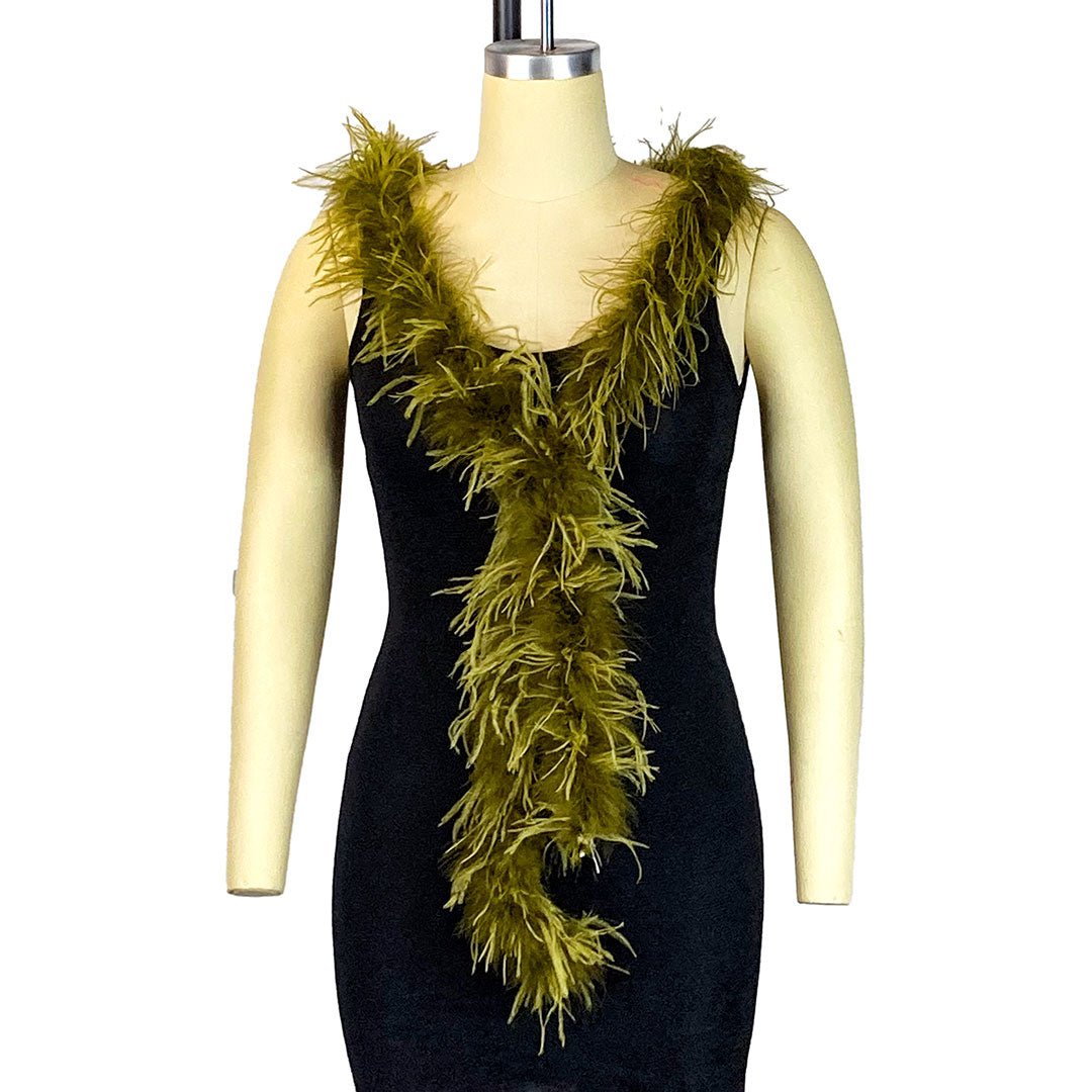 Marabou and Ostrich Feather Boa - Light Olive