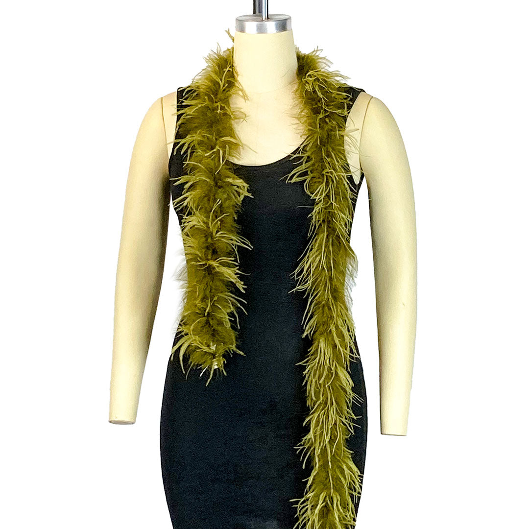 Marabou and Ostrich Feather Boa - Light Olive