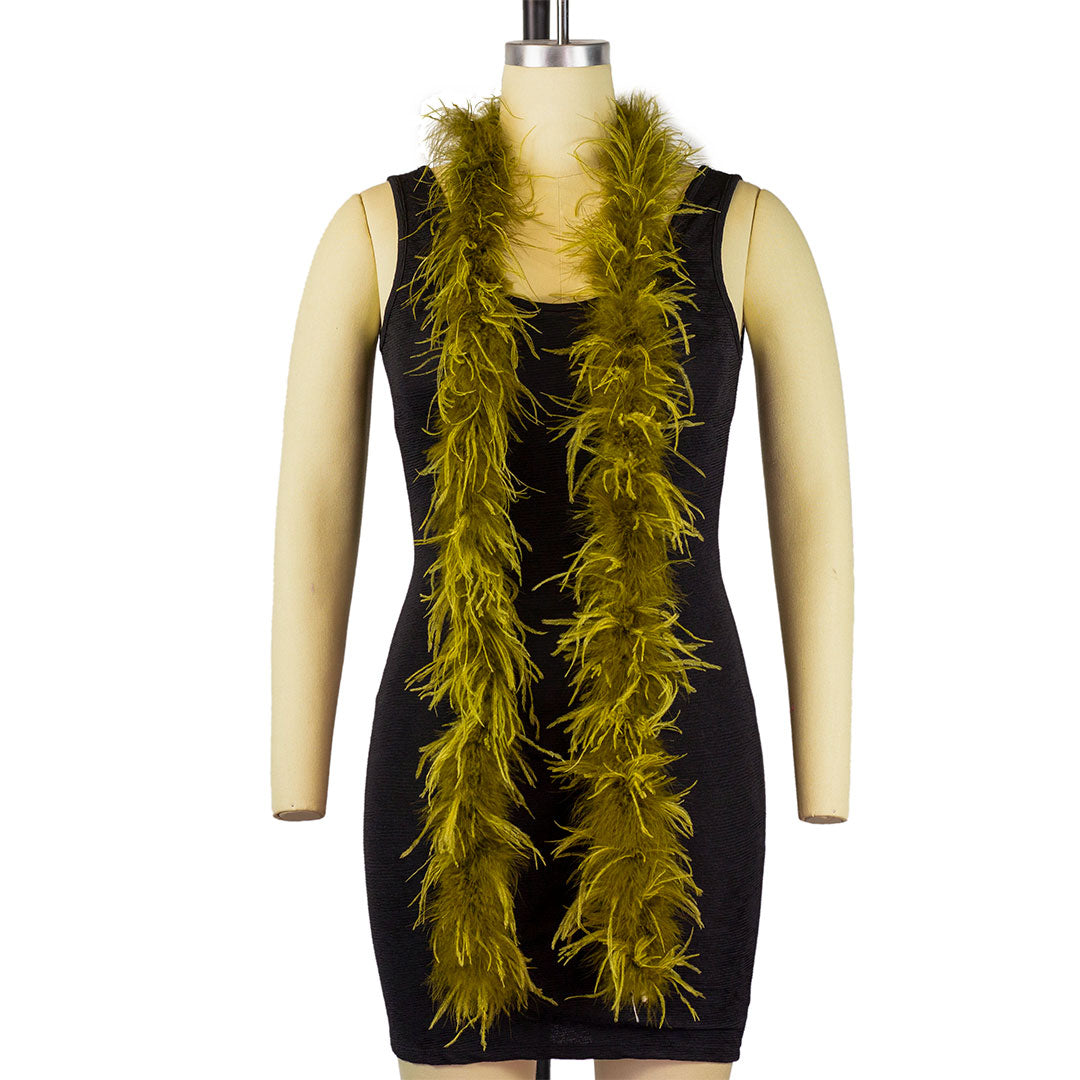 Marabou and Ostrich Feather Boa - Light Olive