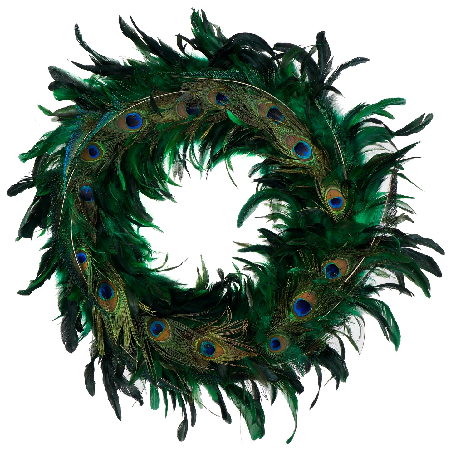 Handmade Schlappen Feathers-Peacock Wreath - Kelly/Natural