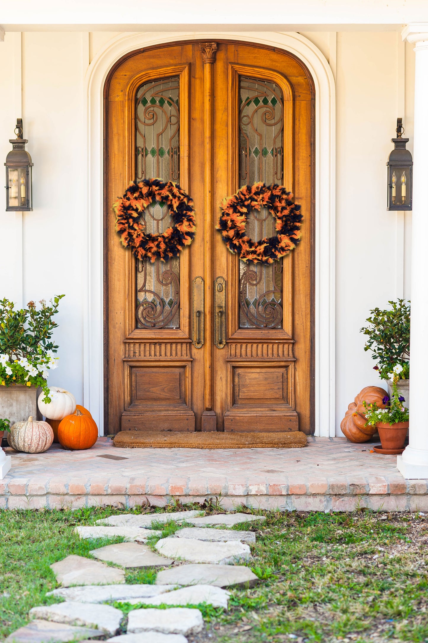 Orange and Black Halloween Wreath