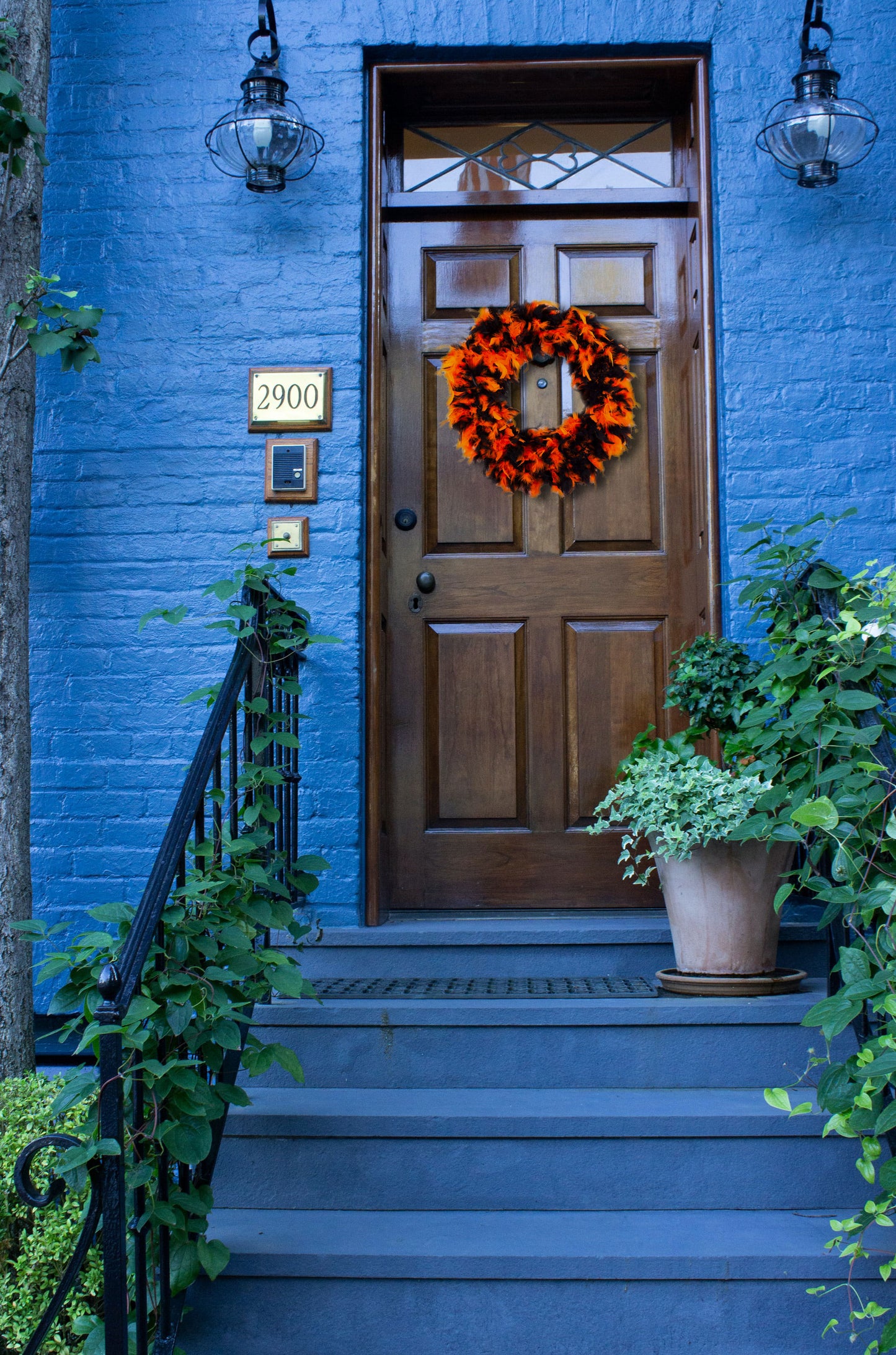 Orange and Black Halloween Wreath