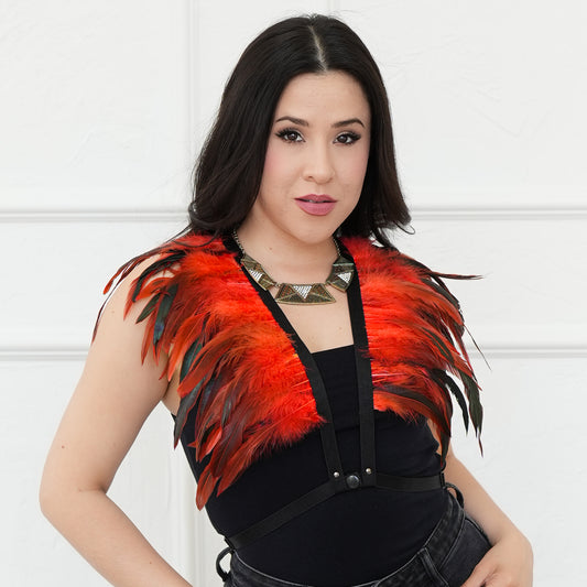 Dakota Feathers Down Harness - Hot Orange