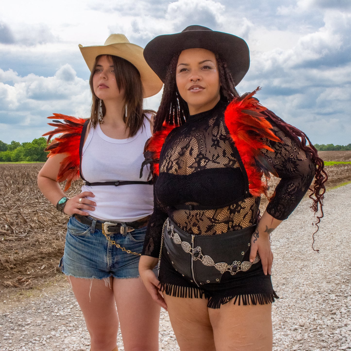 Dakota Feathers Down Harness - Hot Orange