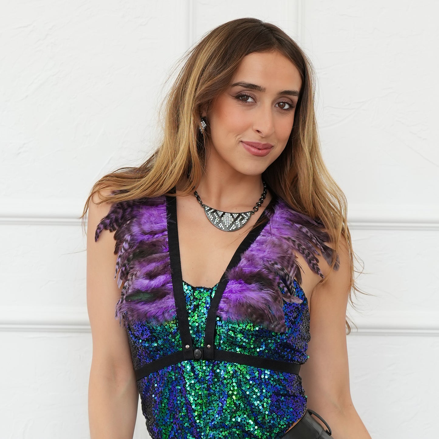 Dakota Feathers Down Harness - Striped Lavender