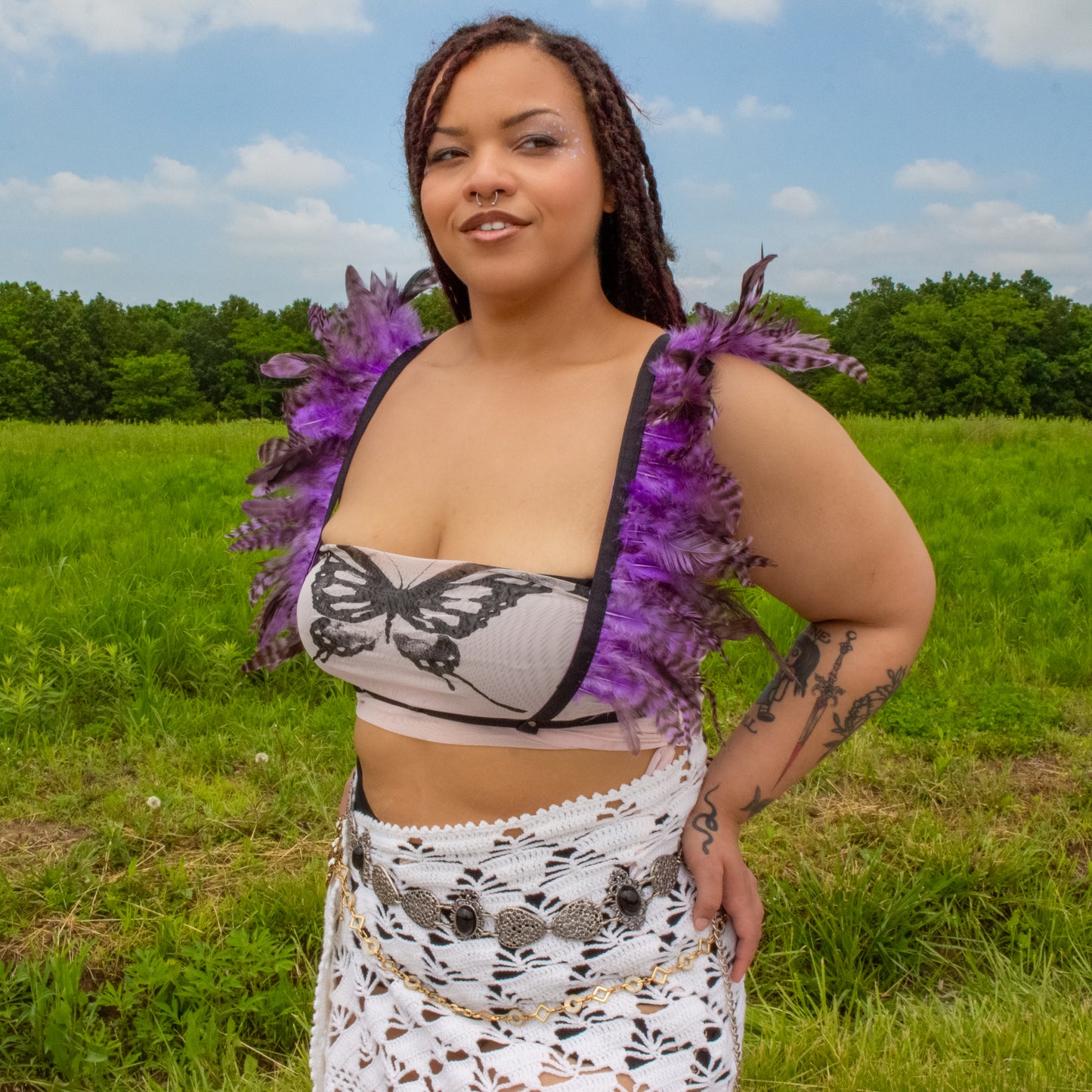 Dakota Feathers Down Harness - Striped Lavender