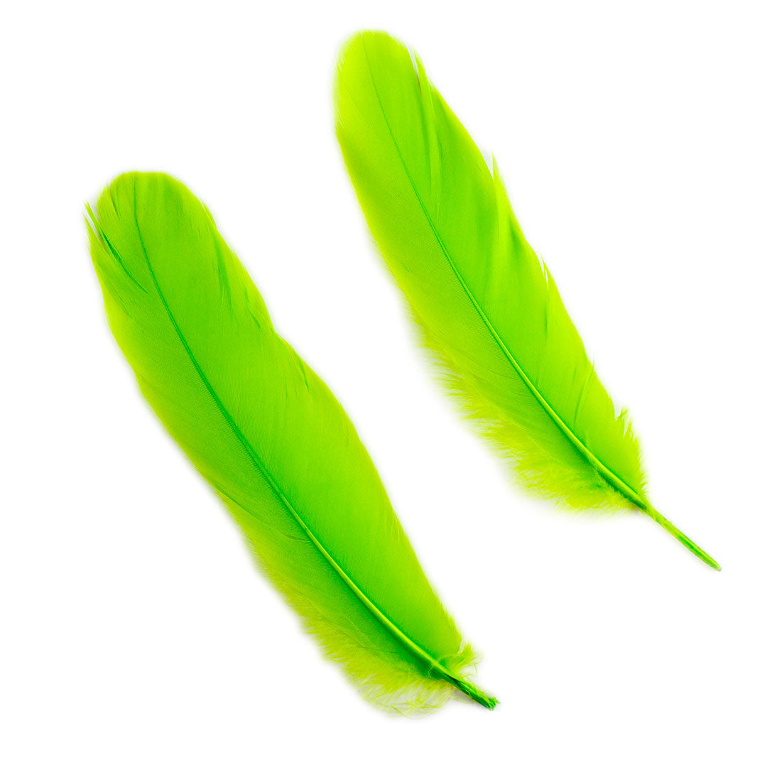 Goose Satinette Feathers Dyed - Lime - 1/4 lb