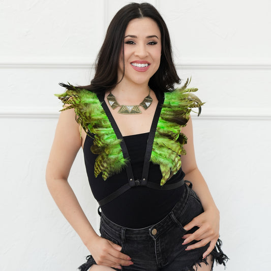 Dakota Feathers Up Harness - Striped Lime