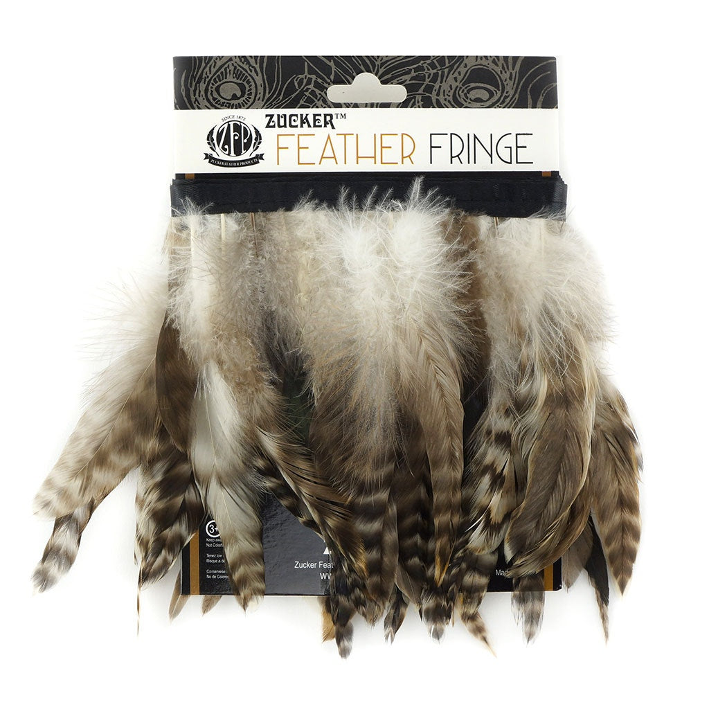 Grey Striped Schlappen Fringe Dyed Natural –  by Zucker  Feather Products, Inc.