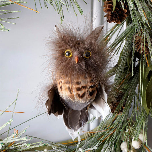 Feather Owl Ornament - Natural