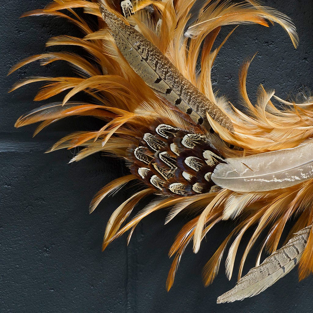 Natural Hackle and Pheasant Feather Wreath