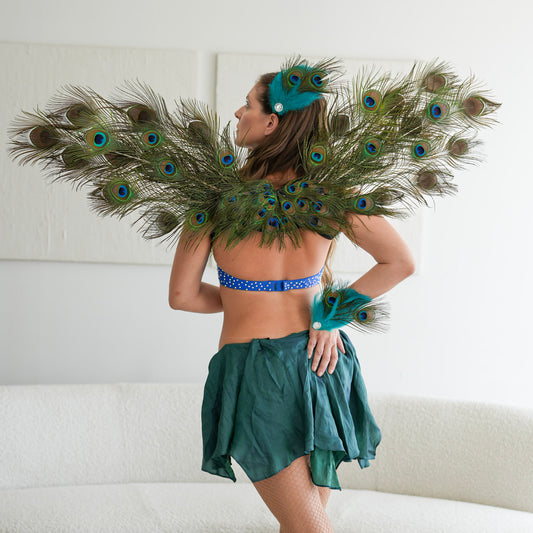 Emerald Eye Peacock Fairy Wings & Cuffs