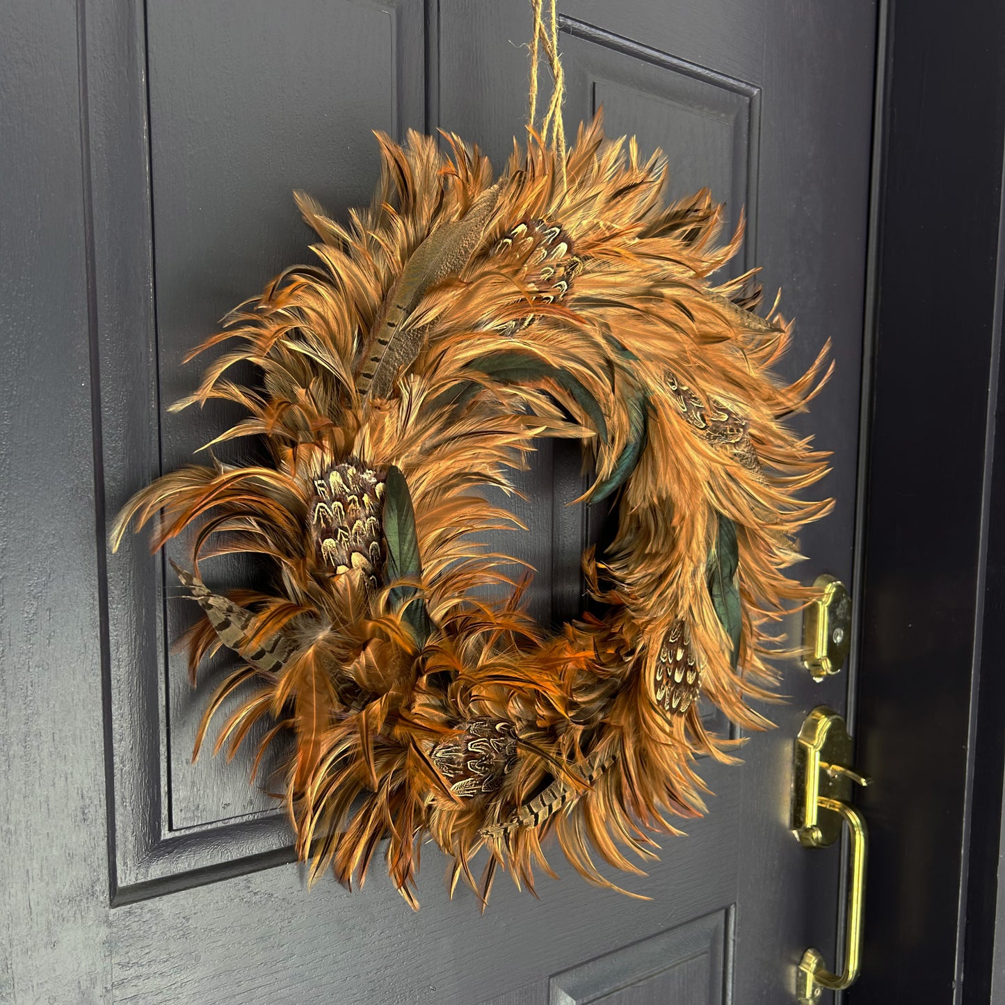 Natural Pheasant Feather Wreath - 22 inch