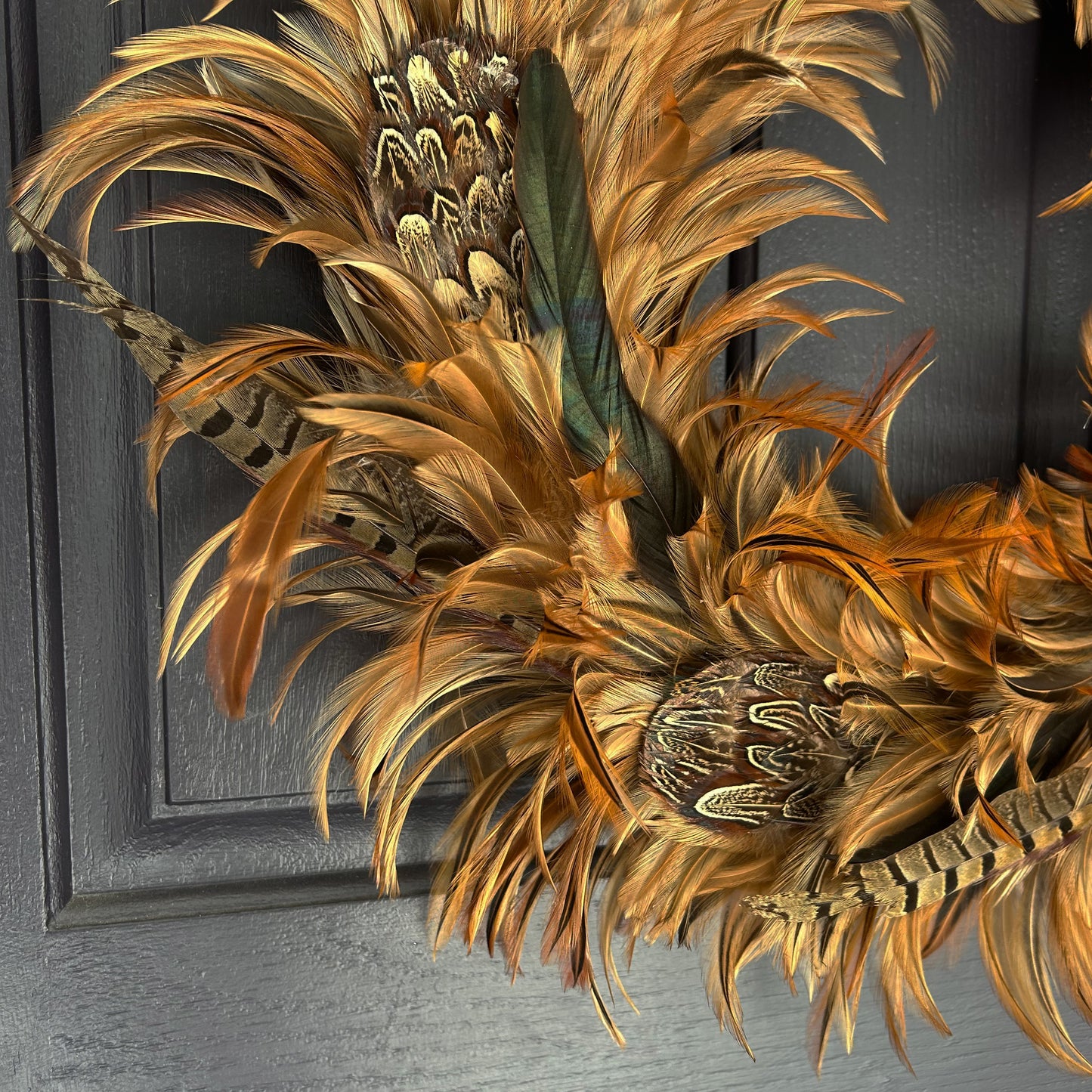 Natural Pheasant Feather Wreath - 22 inch