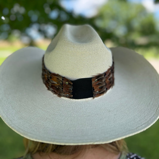 Natural Dark Heart and Ringneck Pheasant Feather Hat Band