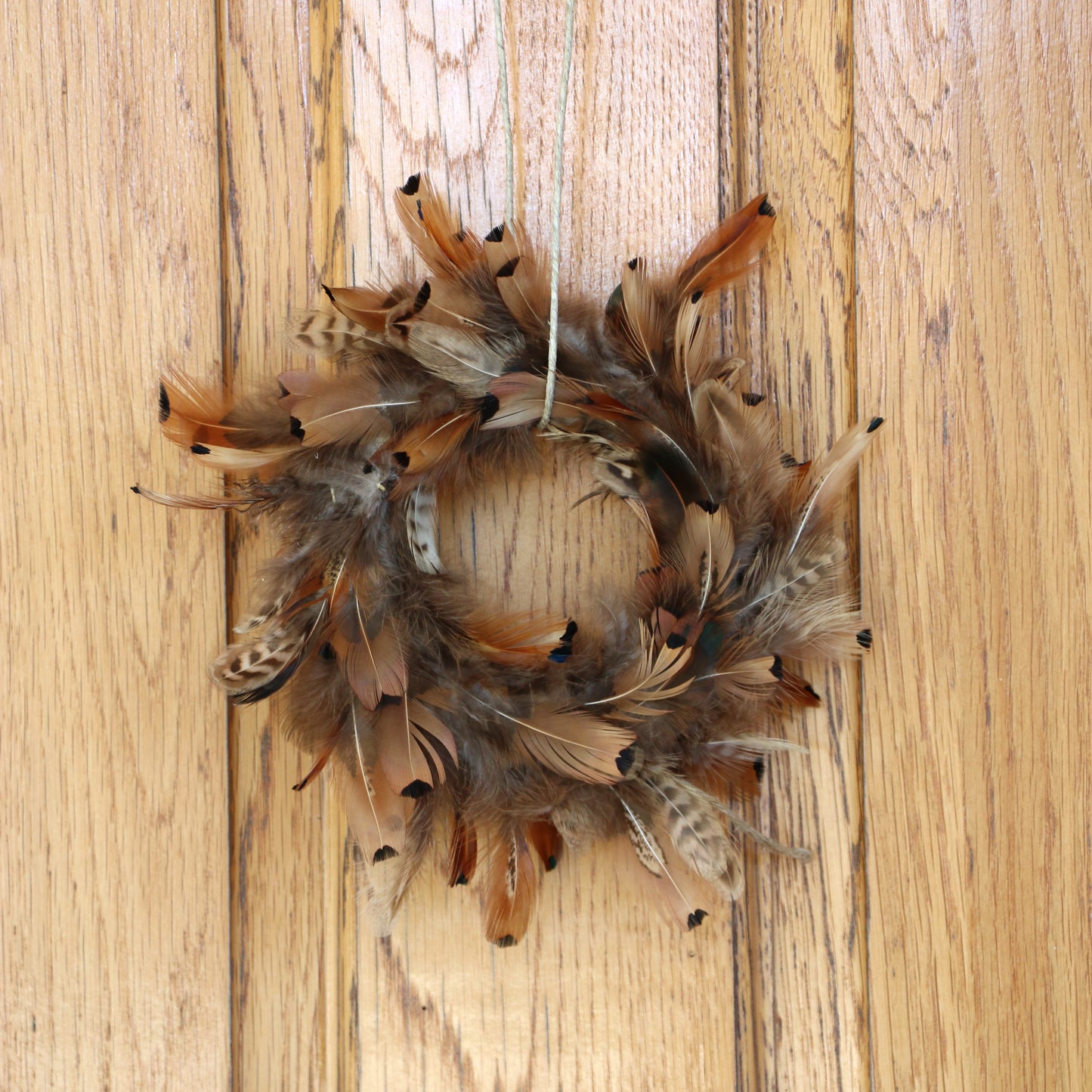 Natural Pheasant Feather Wreath Ornament