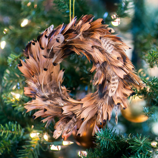 Natural Pheasant Feather Wreath Ornament