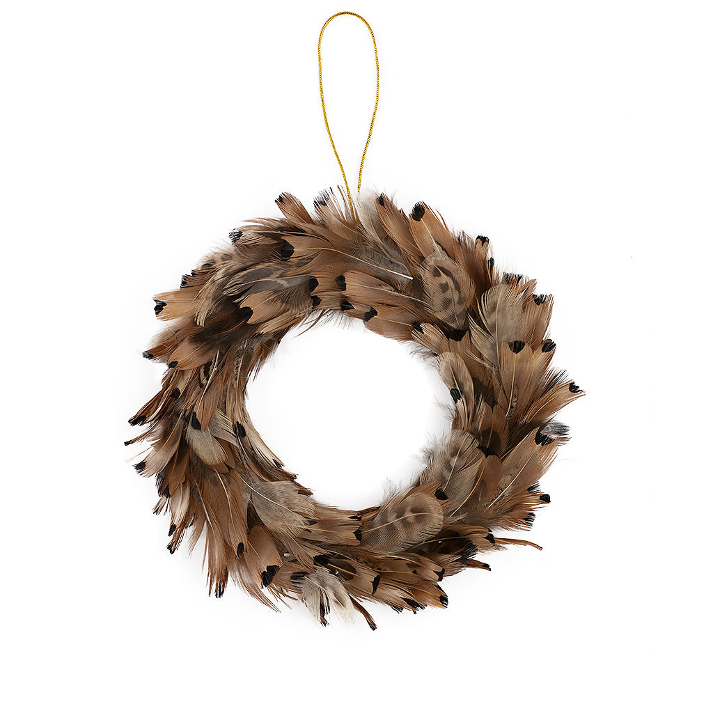 Natural Pheasant Feather Wreath Ornament