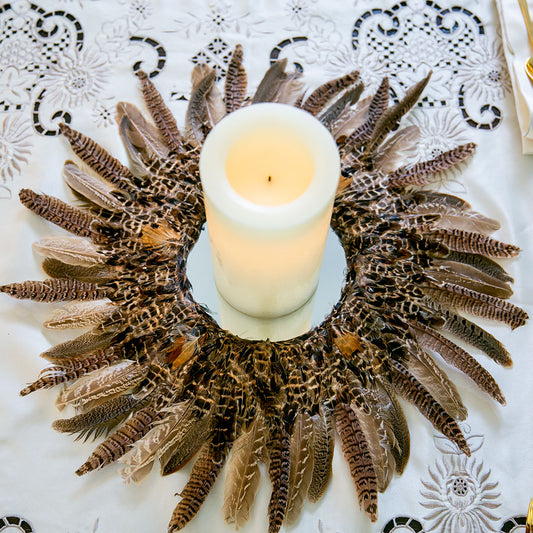 Natural Pheasant Feather Mirror