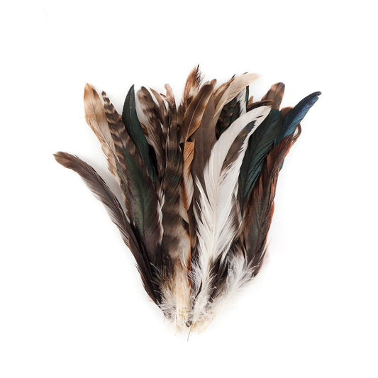 Natural Chinchilla-Rooster Coque Tail Feathers -7 -10" - Natural