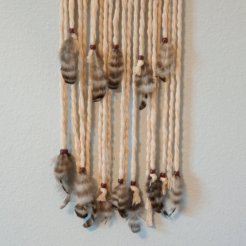 Dream Catcher With Feathers & Beads --Natural