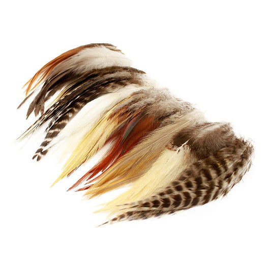 Natural Loose Rooster Saddle Feather 3-6" Assorted 100 pc