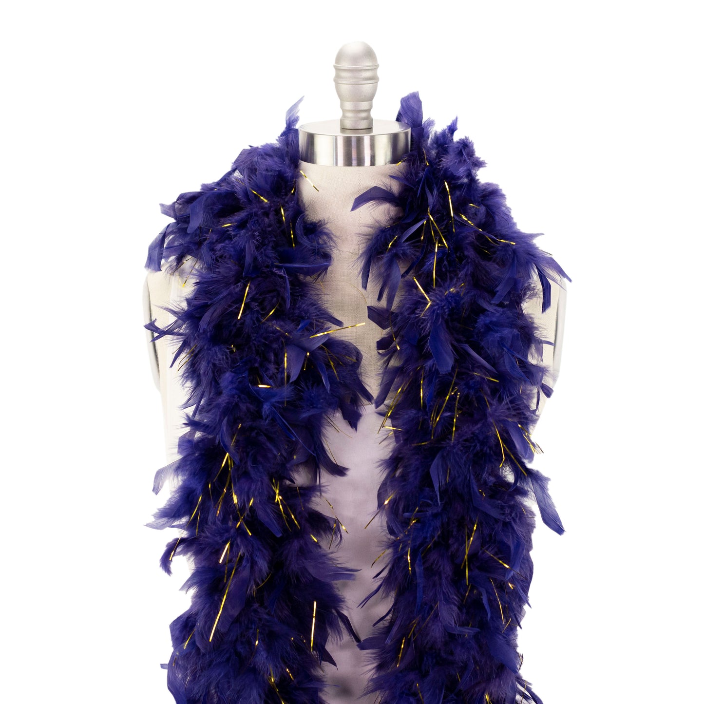 Chandelle Feather Boa - Medium Weight- Navy/Gold Lurex