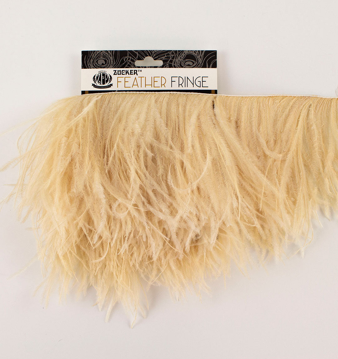 Beige Ostrich Feathers Fringe 2 Ply