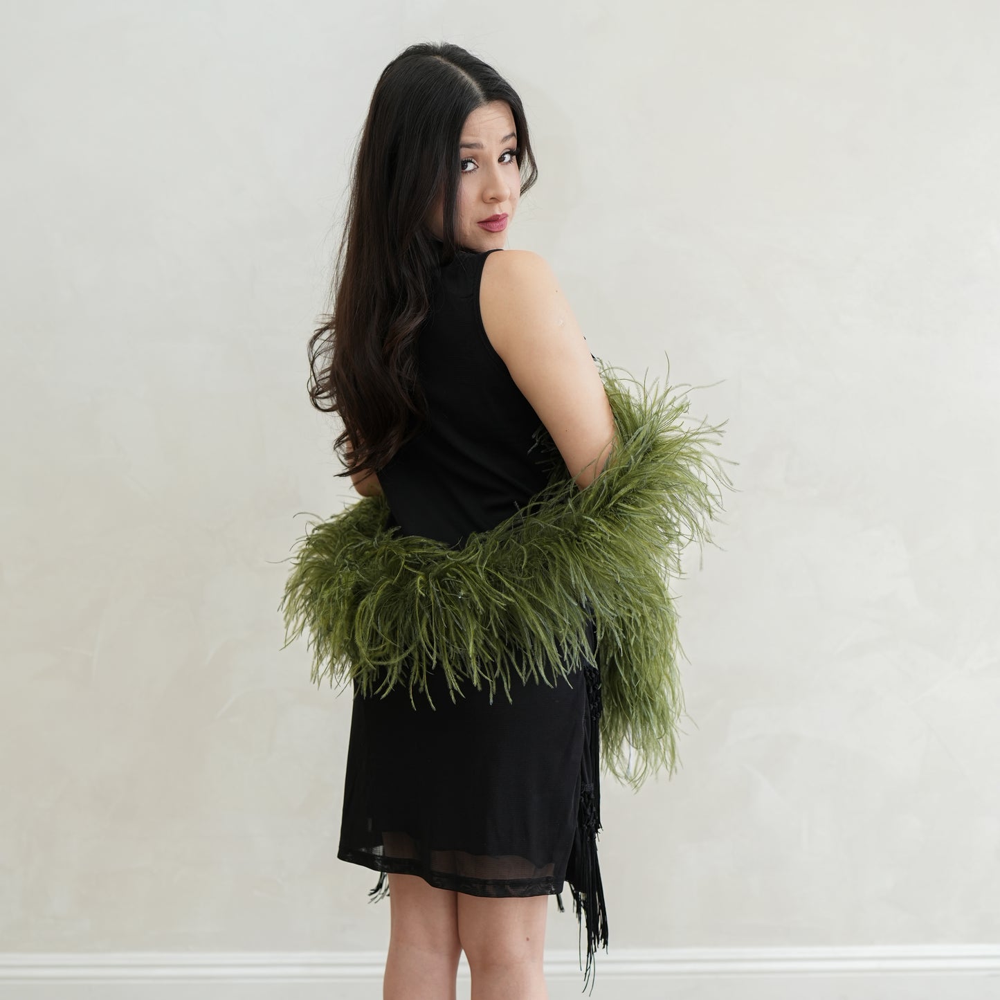 Olive Green 3 Ply Ostrich Feather Boa