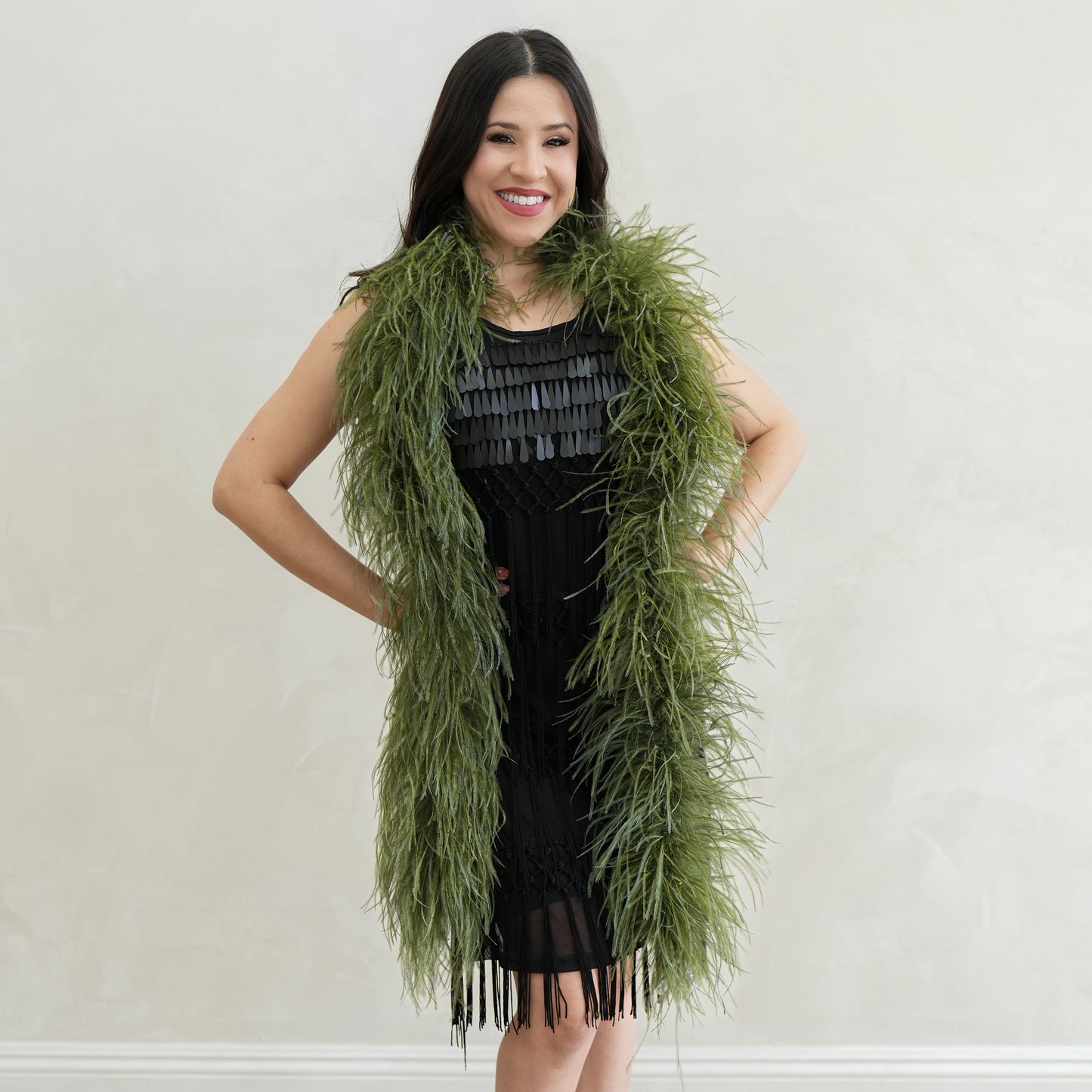 Olive Green 3 Ply Ostrich Feather Boa