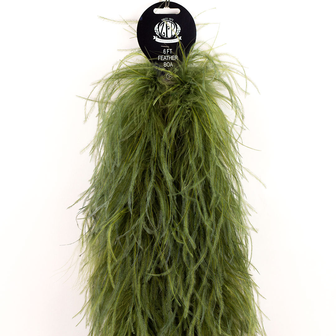 Olive Green 3 Ply Ostrich Feather Boa
