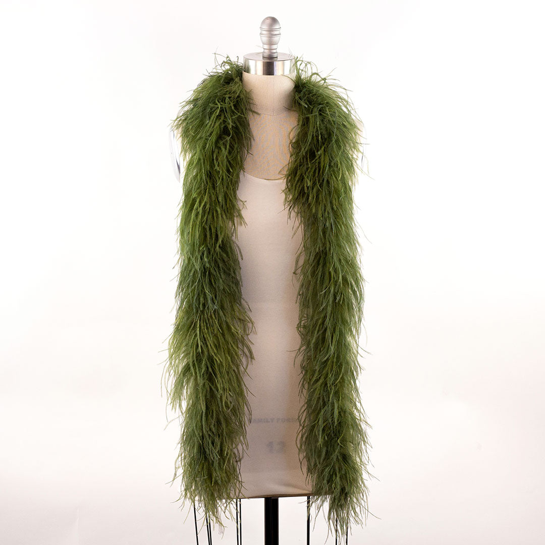Olive Green 3 Ply Ostrich Feather Boa
