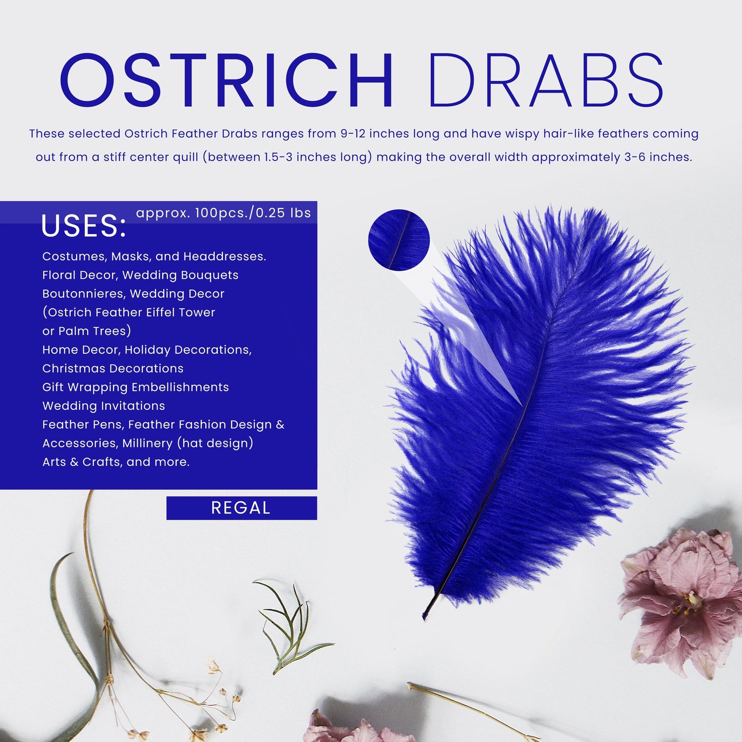 Ostrich Feathers 9-12" Drabs - Regal