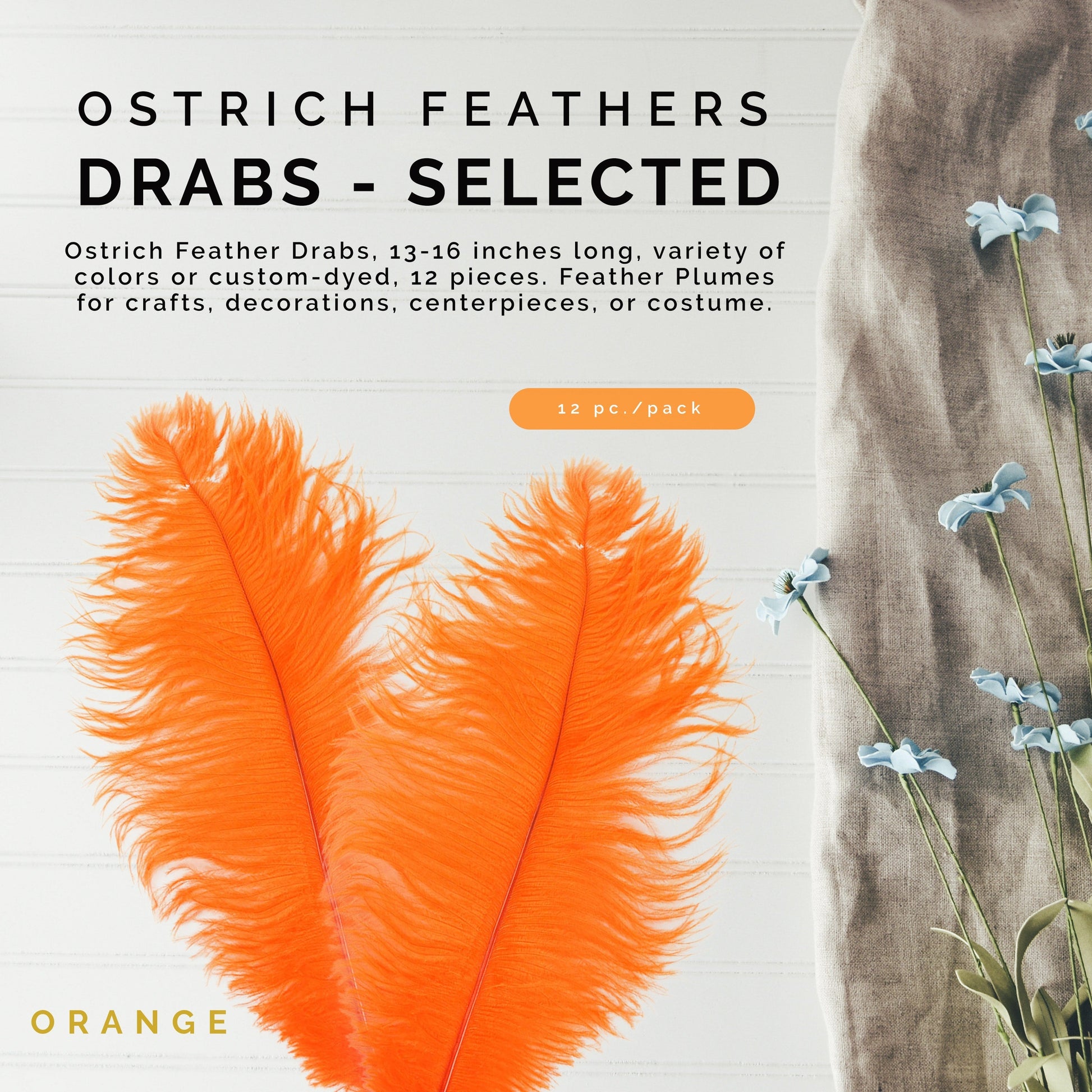 Ostrich Flexible Feathers 13-16 (Orange) for Sale Online