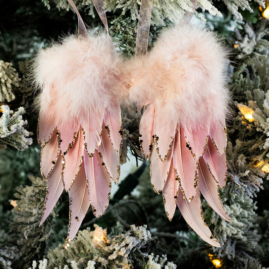 Pink Feather Angel Wing Ornament