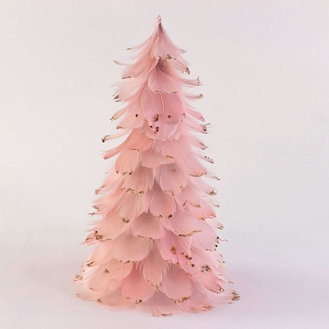 Small Pink Christmas Tree for Tabletop Rose Gold Feather Tree Small Pink Christmas Tree