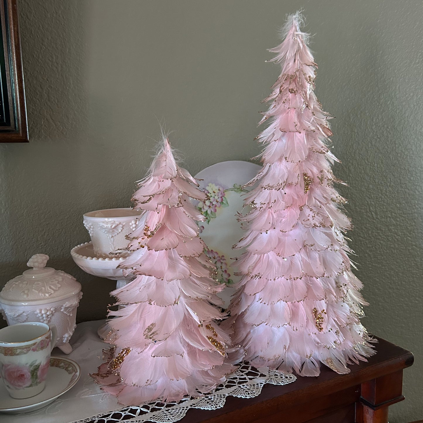 Feathered Pink Christmas Tree