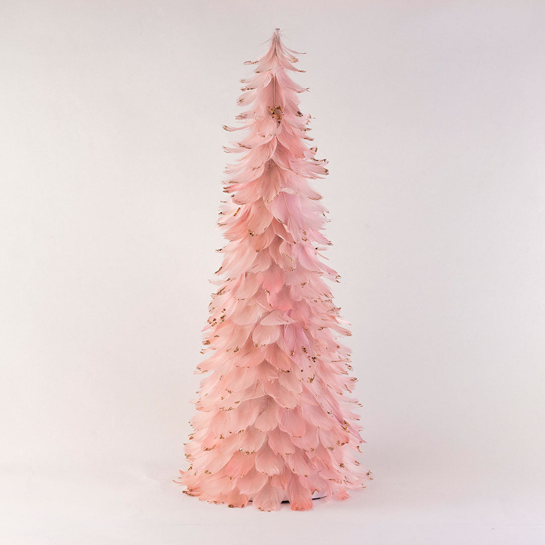 Small Pink Christmas Tree for Tabletop  Rose Gold Feather Tree –   by Zucker Feather Products, Inc.