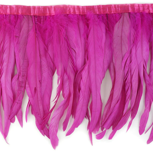 Bleach Dyed Coque Tail Fringe - 10-12" - Shocking Pink