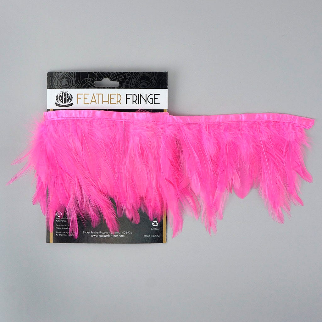 Dyed Hackle Feather Fringe Pink Orient