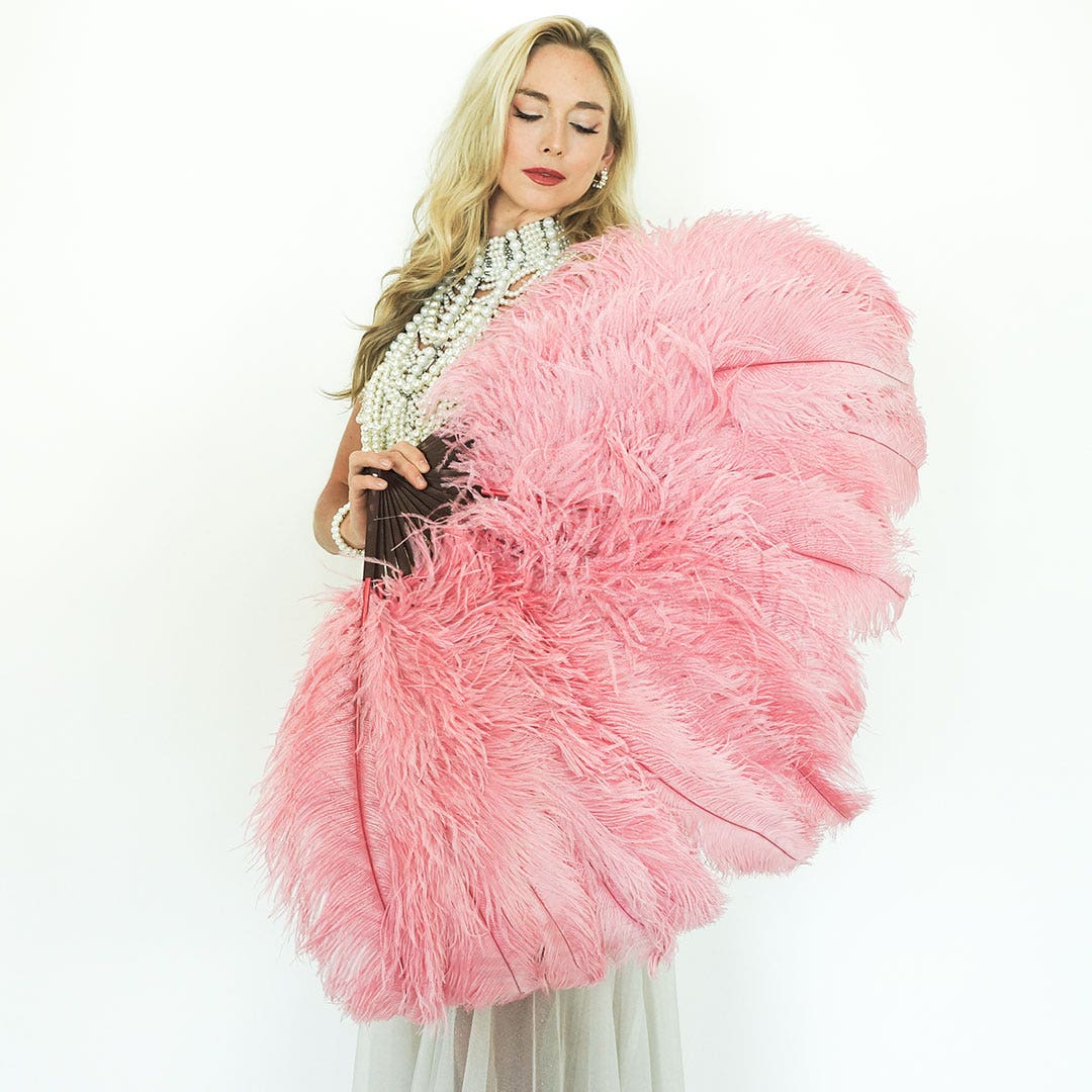 Ostrich Feather Fan with Prime Ostrich Femina Feathers-Met Gala Potpourri