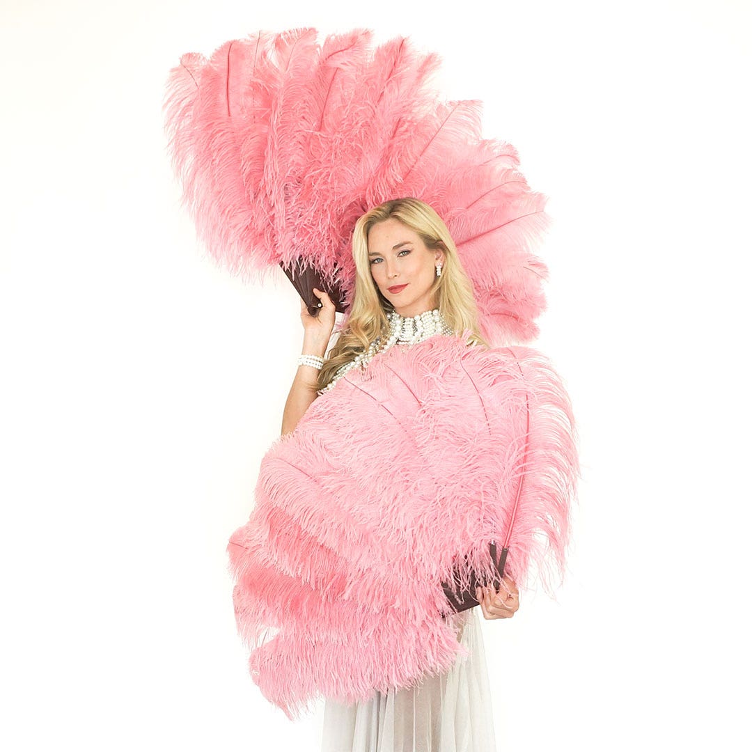 Zucker Ostrich Feather Fan with Prime Ostrich Femina Feathers-Met Gala Potpourri